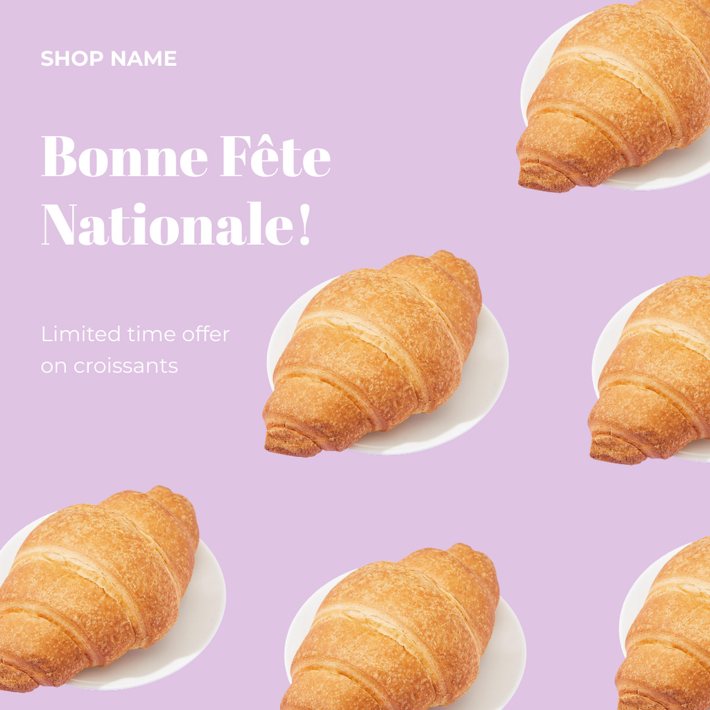 Bastille Day Croissants Discount Instagram Πρότυπο σχεδίασης