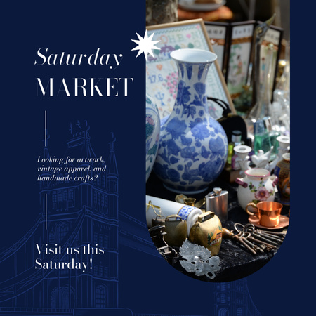 Artworks And Porcelain Wares Market On Saturday Animated Post Design Template