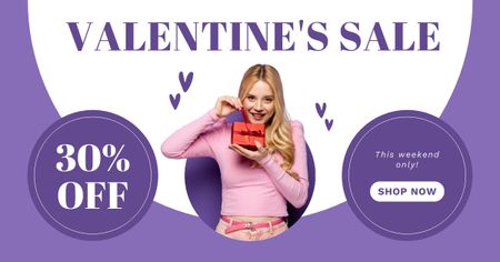 Valentine's Day Sale with Beautiful Blonde Facebook AD Design Template