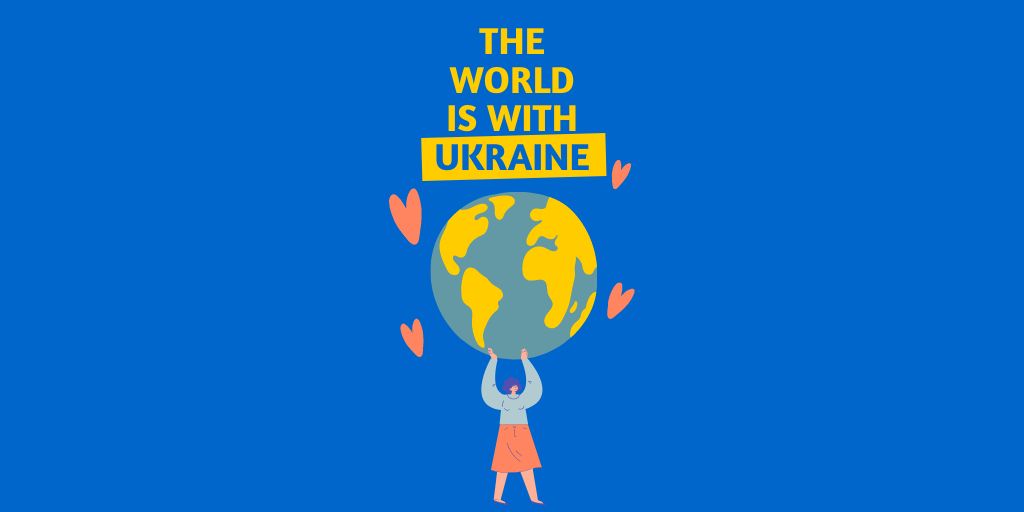 Plantilla de diseño de World is with Ukraine Twitter 