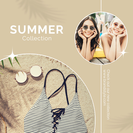 Summer Beach Clothes Collection Beige Instagram Πρότυπο σχεδίασης
