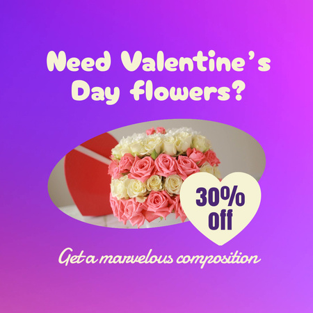 Valetine`s Day Floral Compostions with Discount Animated Post Design Template