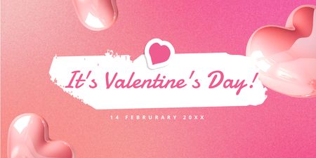 Boldog Valentin-napi üdvözlet a rózsaszín színátmeneten Twitter tervezősablon