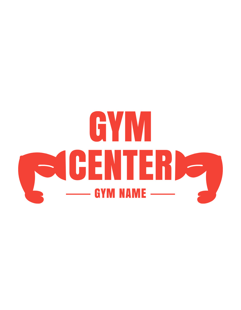 Gym Center Ad with Strong Muscular Arms T-Shirt Tasarım Şablonu