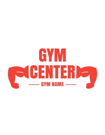 Gym Center Ad with Strong Muscular Arms T-Shirt Design Template