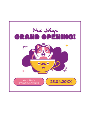 Cute Pet Shop Grand Opening Announcement Instagram Post Vertical Design Template