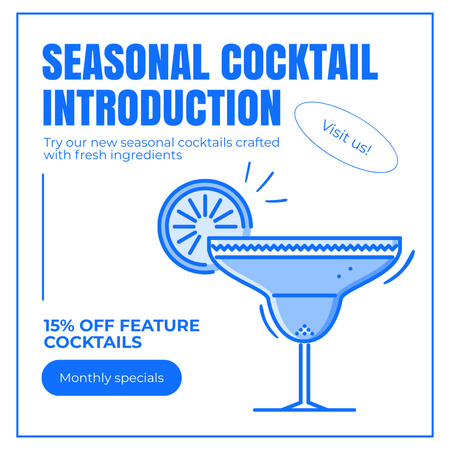 Template di design Introduzione al cocktail stagionale in un bellissimo bicchiere Instagram AD