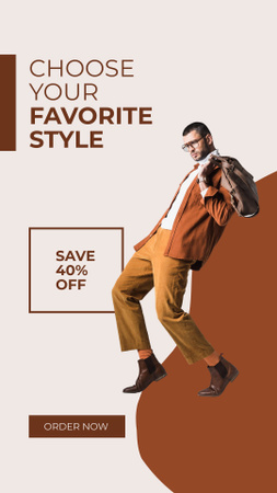 Platilla de diseño Fashion Ad with Stylish Guy Instagram Story