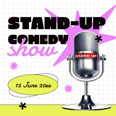 Designvorlage Ankündigung einer Blog-Folge mit Comedy-Show für Podcast Cover