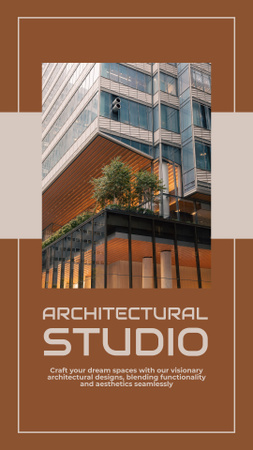 Промо-акция на услуги архитектурной студии с современным городским зданием Instagram Story – шаблон для дизайна