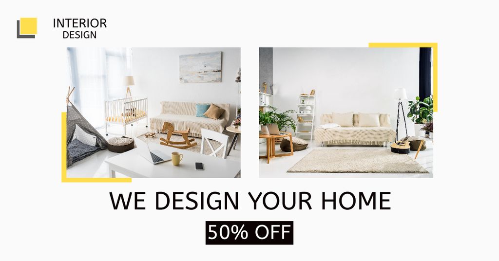 Template di design Offer of Design for Home Facebook AD