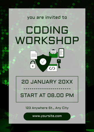Coding Workshop Event Announcement Invitation Modelo de Design