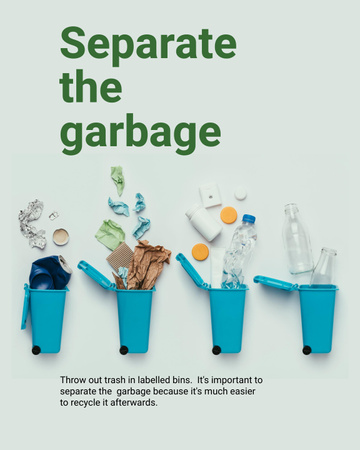 Recycling Concept with Sorted Garbage Poster 16x20in Modelo de Design