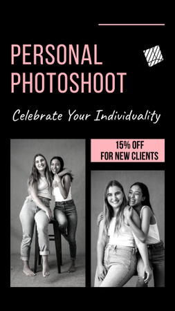 Plantilla de diseño de Personal Photoshoot With Discount Offer From Professional Instagram Video Story 