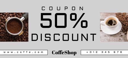 Coffe Sale Voucher Coupon 3.75x8.25in Design Template