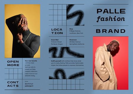 Szablon projektu Fashion Ad with Men in Stylish Outfits Brochure