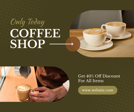 Big Discount For Aromatic Coffee Offer Facebook Design Template