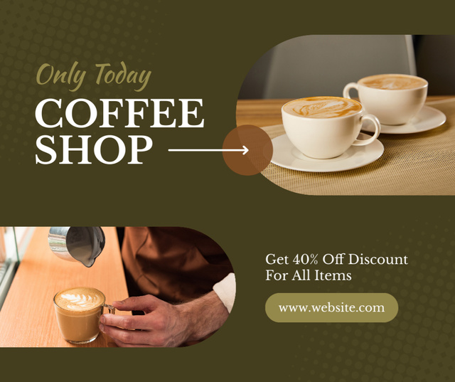 Big Discount For Aromatic Coffee Offer Facebook Πρότυπο σχεδίασης
