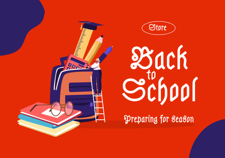 Back to School And Preparing For Season Postcard A5 – шаблон для дизайну