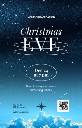 Christmas Eve Celebration Announcement Invitation 4.6x7.2in Design Template