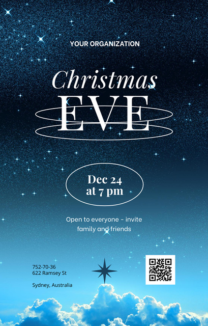 Christmas Eve Celebration Announcement Invitation 4.6x7.2in Modelo de Design