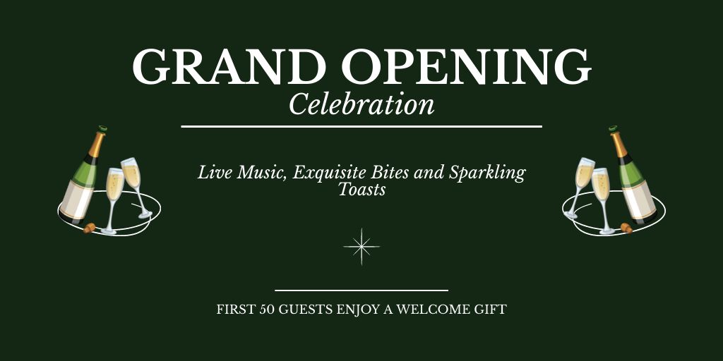 Marvelous Grand Opening Event With Champagne Twitter Πρότυπο σχεδίασης