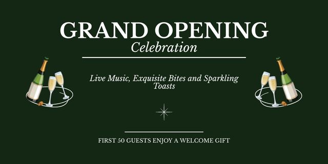 Marvelous Grand Opening Event With Champagne Twitter Design Template
