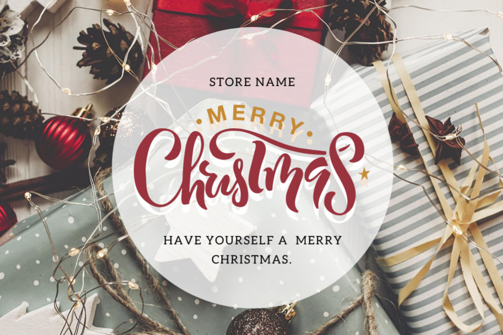 Template di design Christmas Cheers With Phrase And Gifts Postcard 4x6in