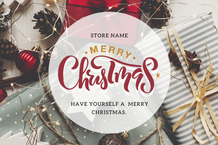 Christmas Cheers With Phrase And Gifts Postcard 4x6in Design Template