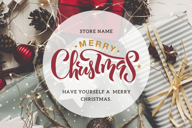 Christmas Cheers With Phrase And Gifts Postcard 4x6in Πρότυπο σχεδίασης