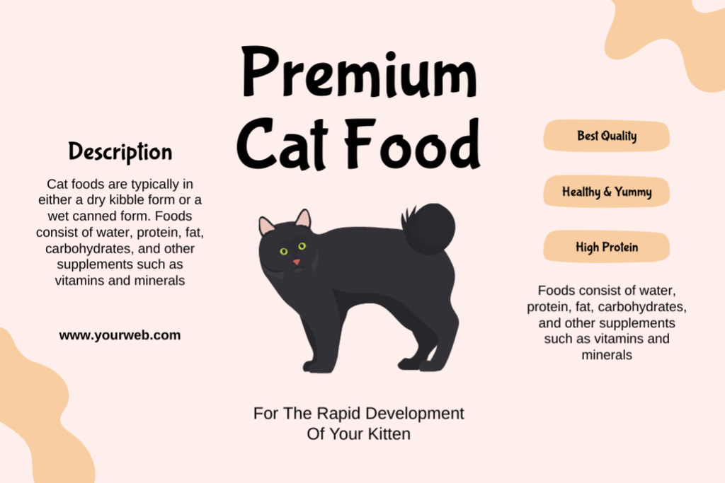 Designvorlage Premium Cat Food Beige für Label