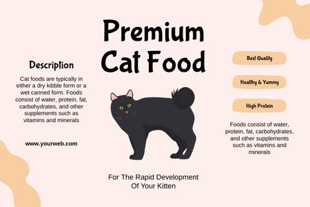Premium Cat Food Beige Label Design Template
