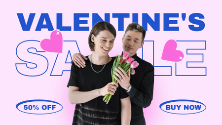 Modèle de visuel Adorable vente de célébration de romance avec un couple amoureux - FB event cover