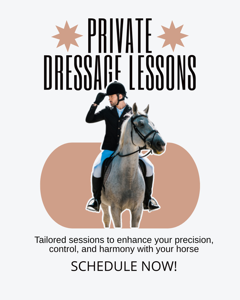 Plantilla de diseño de Offer Private Sessions for Horse Dressage Training Instagram Post Vertical 