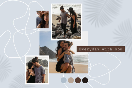 Template di design Collage con giovane bella coppia per San Valentino Mood Board