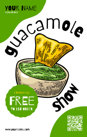 Ontwerpsjabloon van Invitation 4.6x7.2in van Guacamole Food Party-advertentie op groen en wit