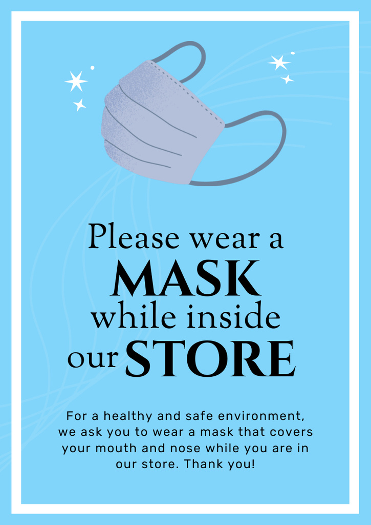 Wear Masks in Shop During Pandemic Poster A3 Tasarım Şablonu