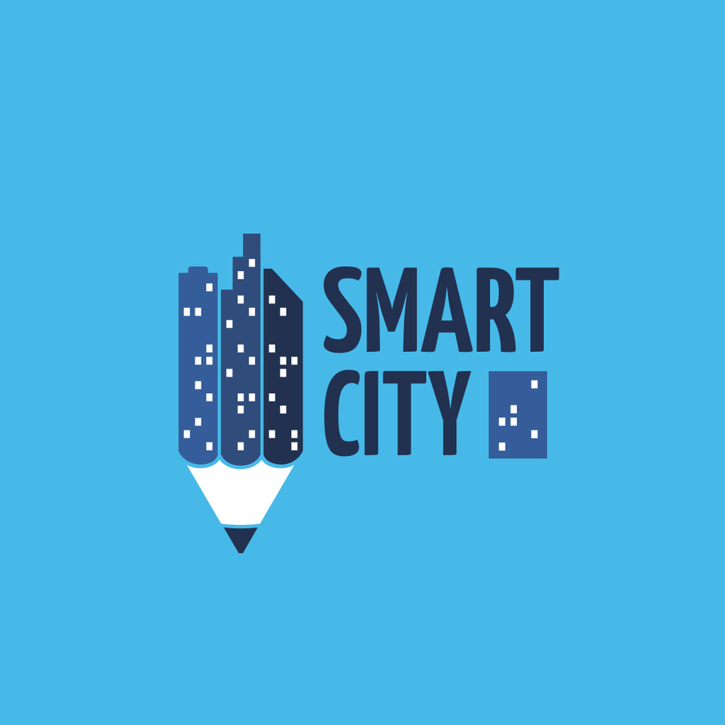 Smart City Concept with Night Lights Logo 1080x1080px tervezősablon