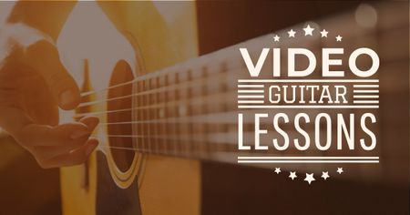 Video Guitar Lessons Man Playing Music Facebook AD Modelo de Design