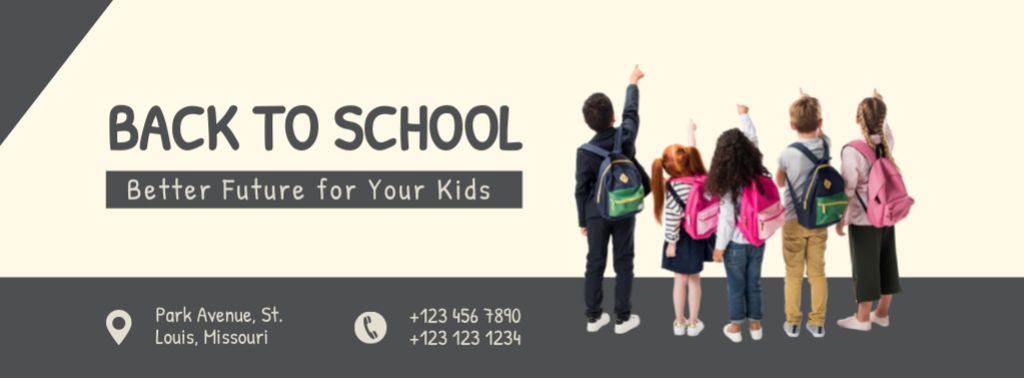 Plantilla de diseño de Modern School Ad Facebook cover 