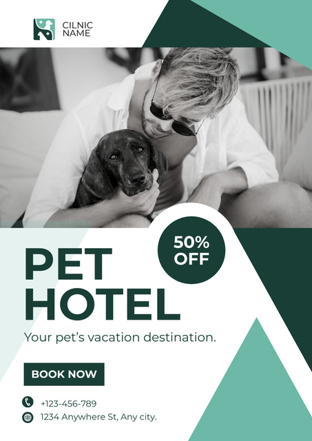 Animal Care in Pet Hotel Poster Design Template