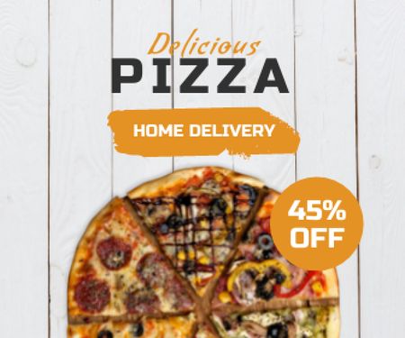 Ontwerpsjabloon van Large Rectangle van Delicious Pizza Offer