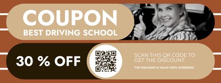 Perfect Driving School Lessons With Discount And Qr-Code Coupon Design Template