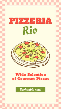Plantilla de diseño de Oferta Pizza Gourmet En Pizzería Con Reserva Instagram Video Story 