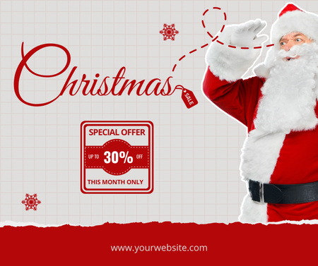 Christmas Sale Offer with Funny Santa Facebook Design Template