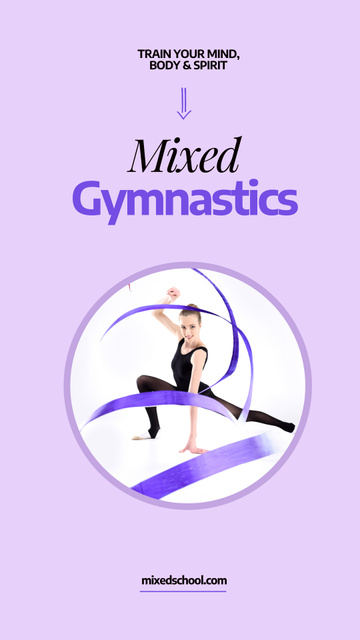 Designvorlage Mixed gymnastics classes purple für Instagram Story