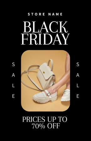 White Shoes and Bags Discount Offer on Black Friday Flyer 5.5x8.5in Design Template