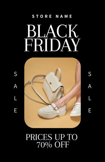 White Shoes and Bags Discount Offer on Black Friday Flyer 5.5x8.5in tervezősablon