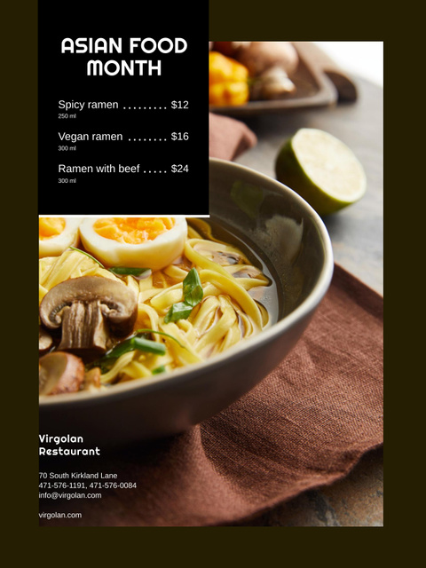 Asian Delights Month Event Announcement With List Of Dishes Poster 36x48in Tasarım Şablonu