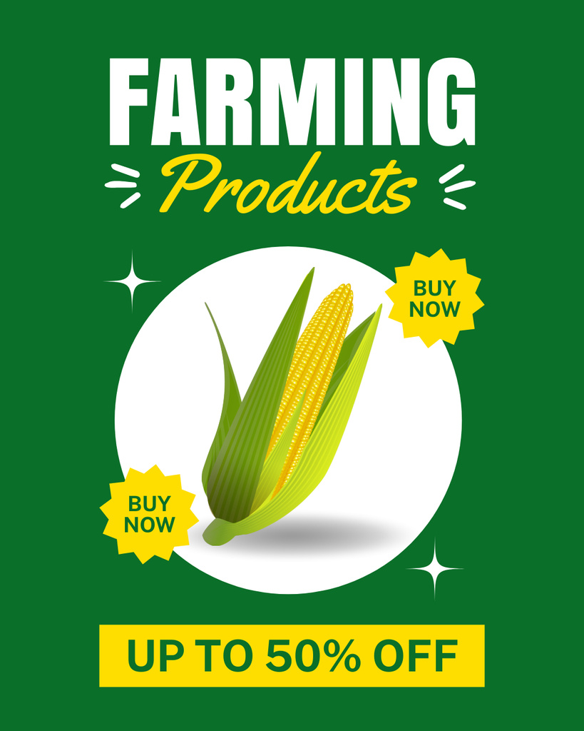 Farm Products Sale Announcement with Corn Instagram Post Vertical Modelo de Design